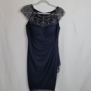 DJ JAZ Bead Embellished Navy Cocktail Dress Sz 8